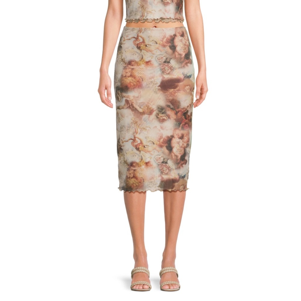 No Boundaries Men’s Mesh Renaissance Cherubs Heaven Long Lightweight Y2K Skirt‎ - Picture 2 of 6